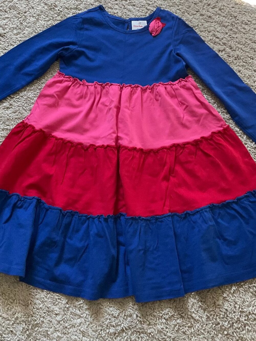 Hanna Andersson Tiered Colorblock Dress. Size  120 (US 6). Multi.  100% Cotton.